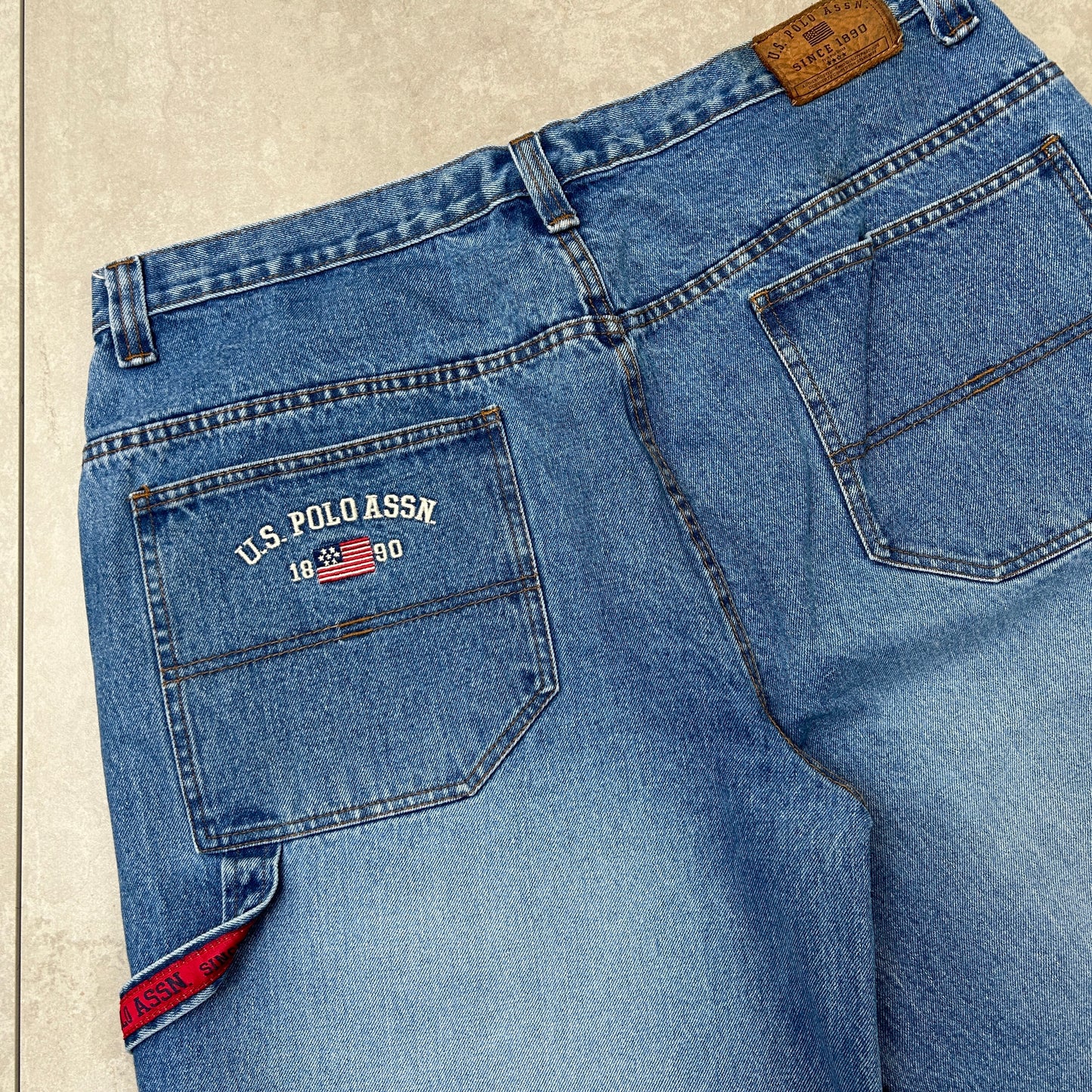 Vintage US Polo ASSN Embroidered Hip Hop Baggy Blue Shorts Jorts - 40