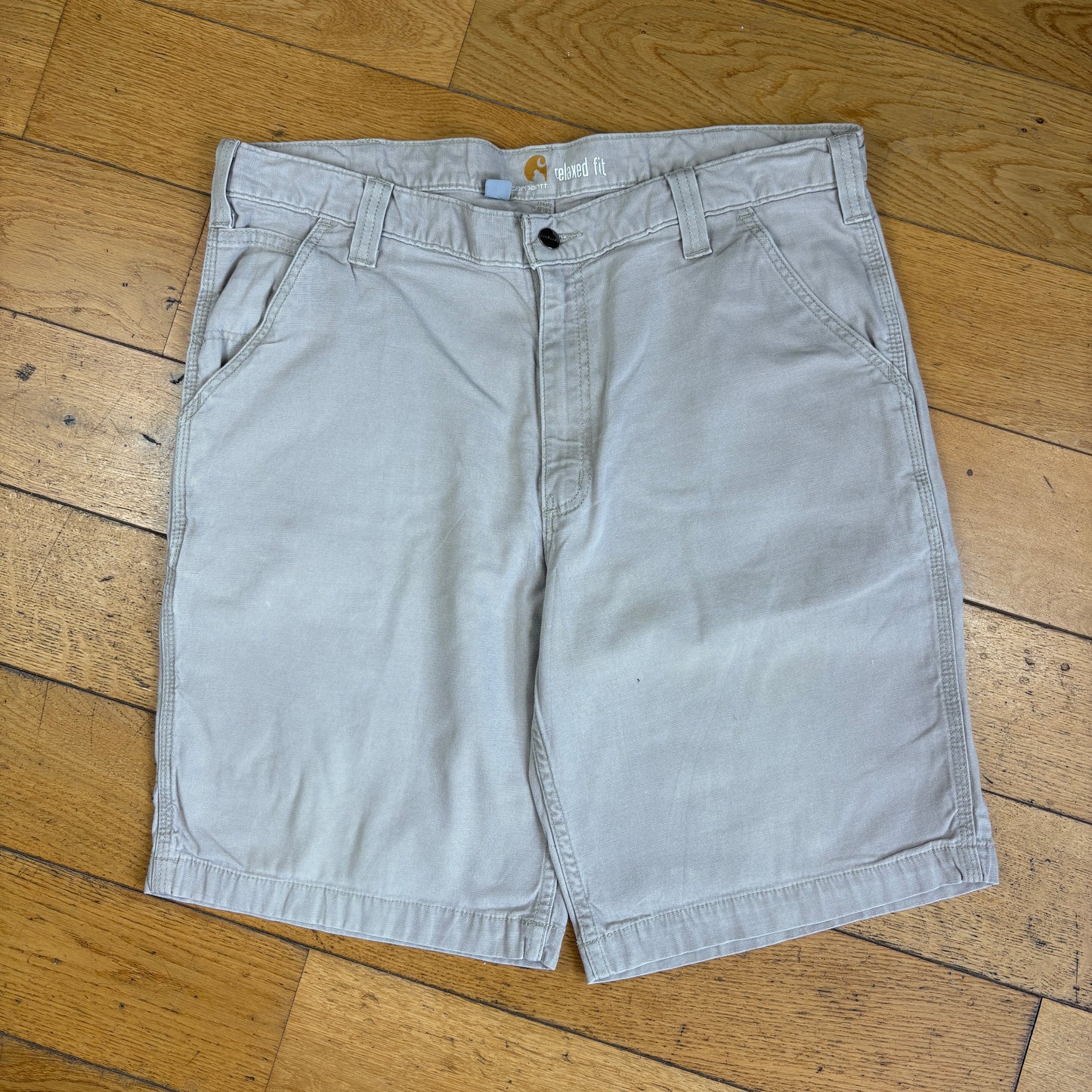 Vintage Carhartt Cream Workwear Baggy Carpenter Shorts - 38