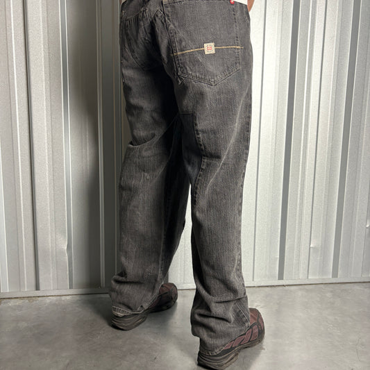Vintage Ecko Unltd Black Patchwork Embroidered Y2K Hip Hop Baggy Jeans - 40L