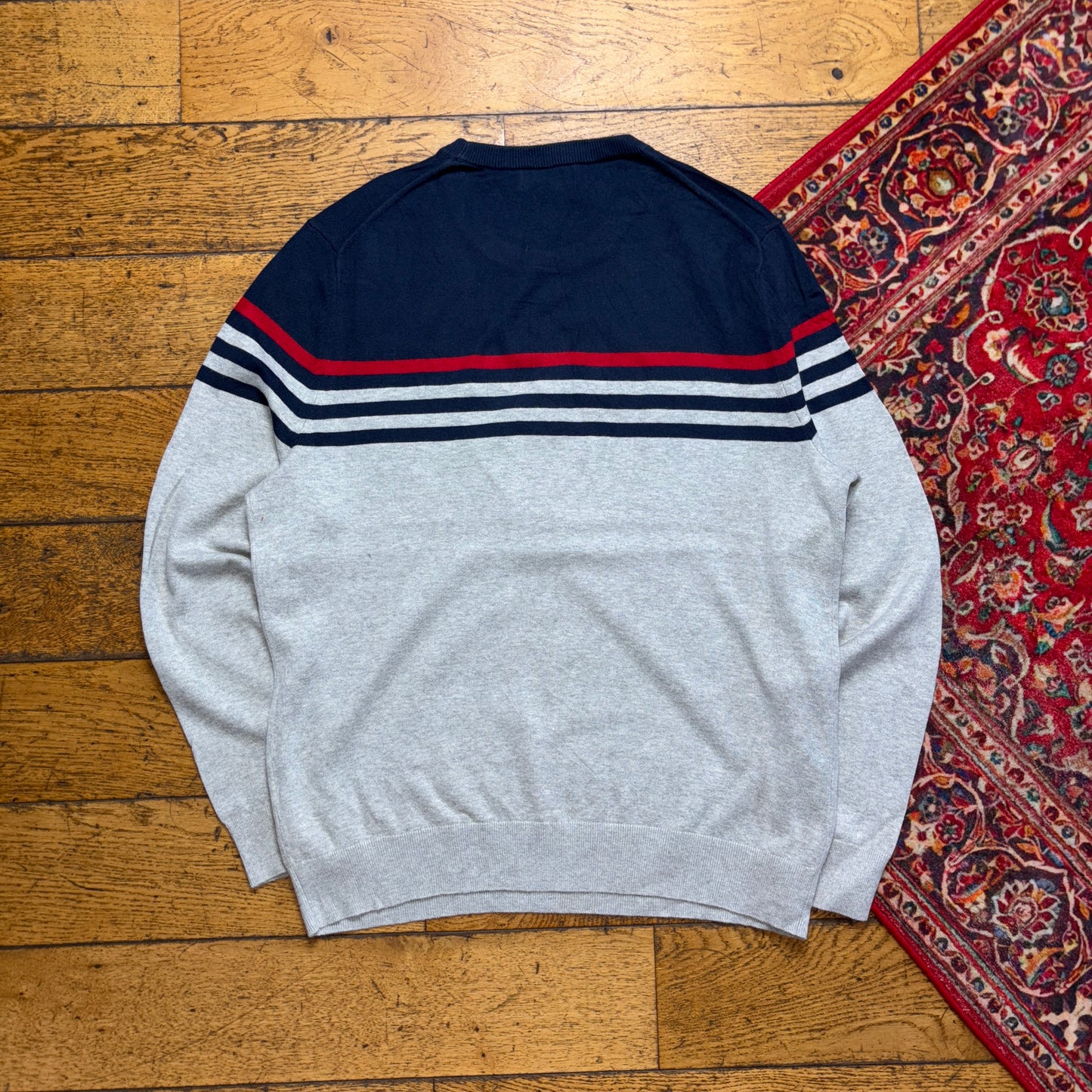 Vintage Nautica Grey Navy Embroidered Knit Jumper - M