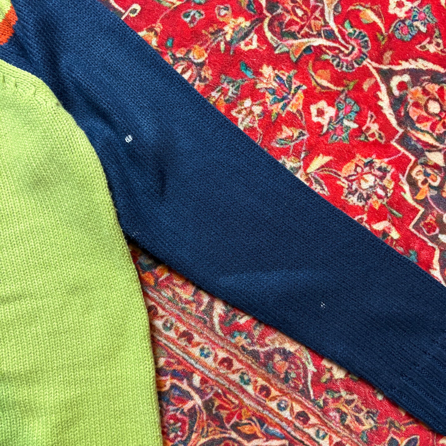 Vintage Ralph Lauren Green Navy Knit Jumper - M