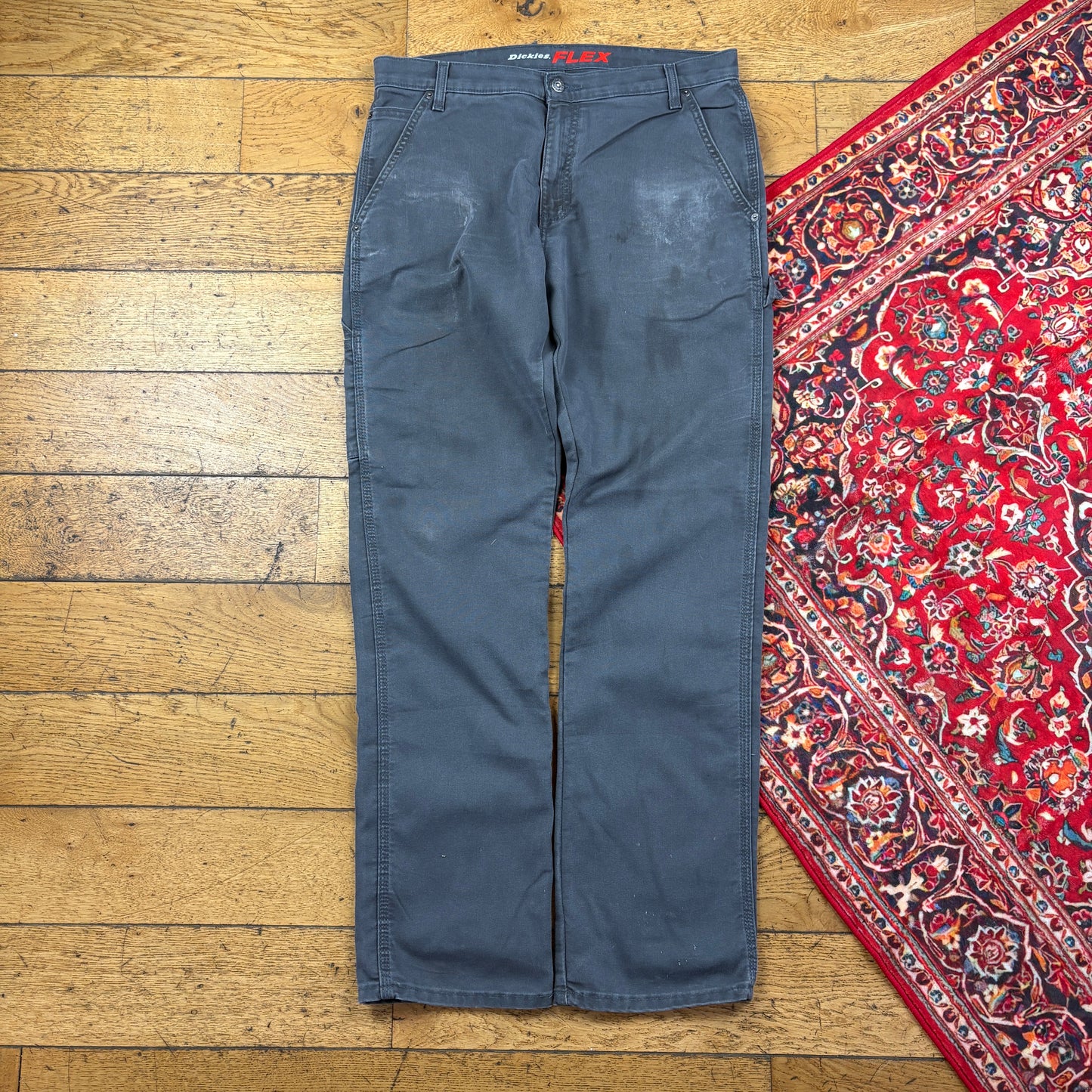 Vintage Dickies Grey Workwear Carpenter Baggy Trousers - 35