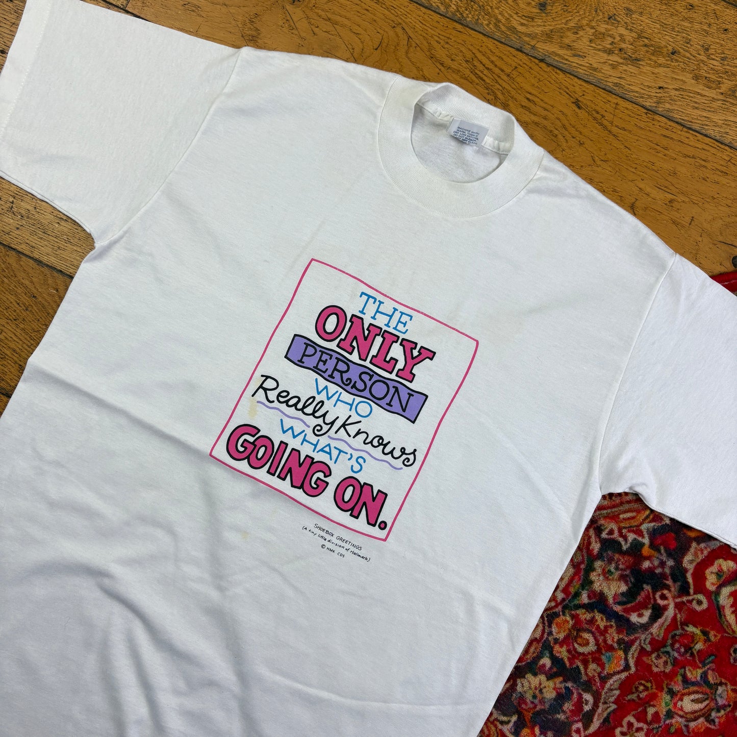 Vintage 90s Funny White Single Stitch Graphic T-Shirt - S