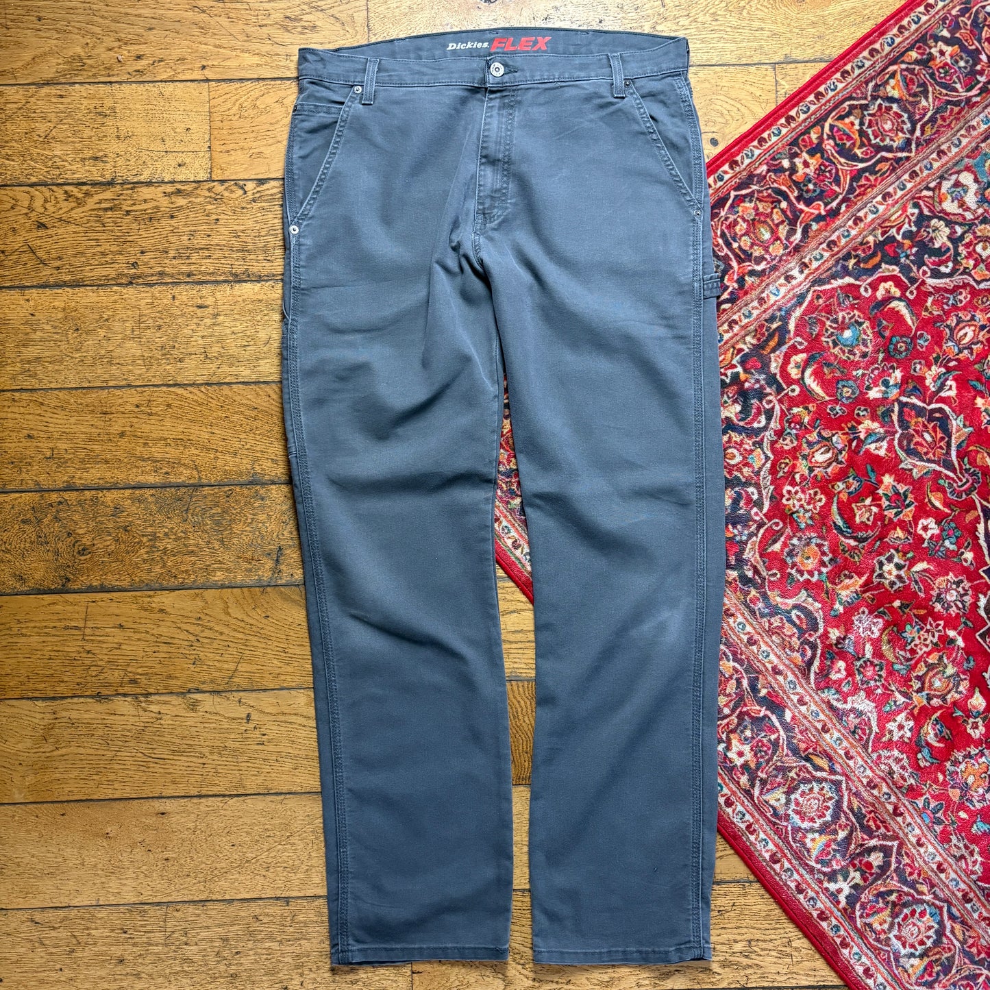 Vintage Dickies Workwear Carpenter Grey Baggy Trousers - 38L