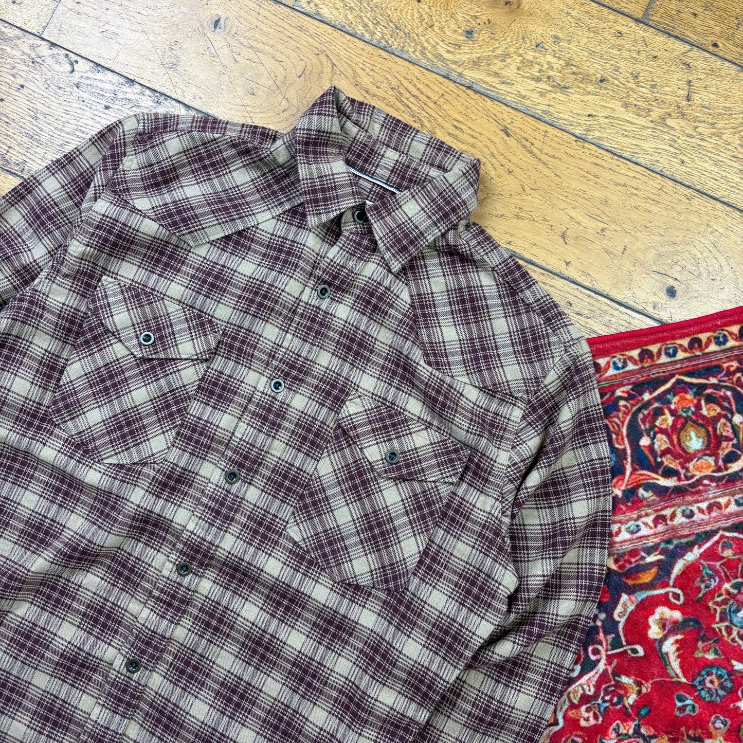 Vintage Wrangler Burgundy Check Shirt - S