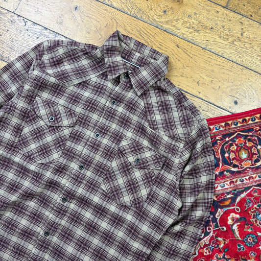 Vintage Wrangler Burgundy Check Shirt - S