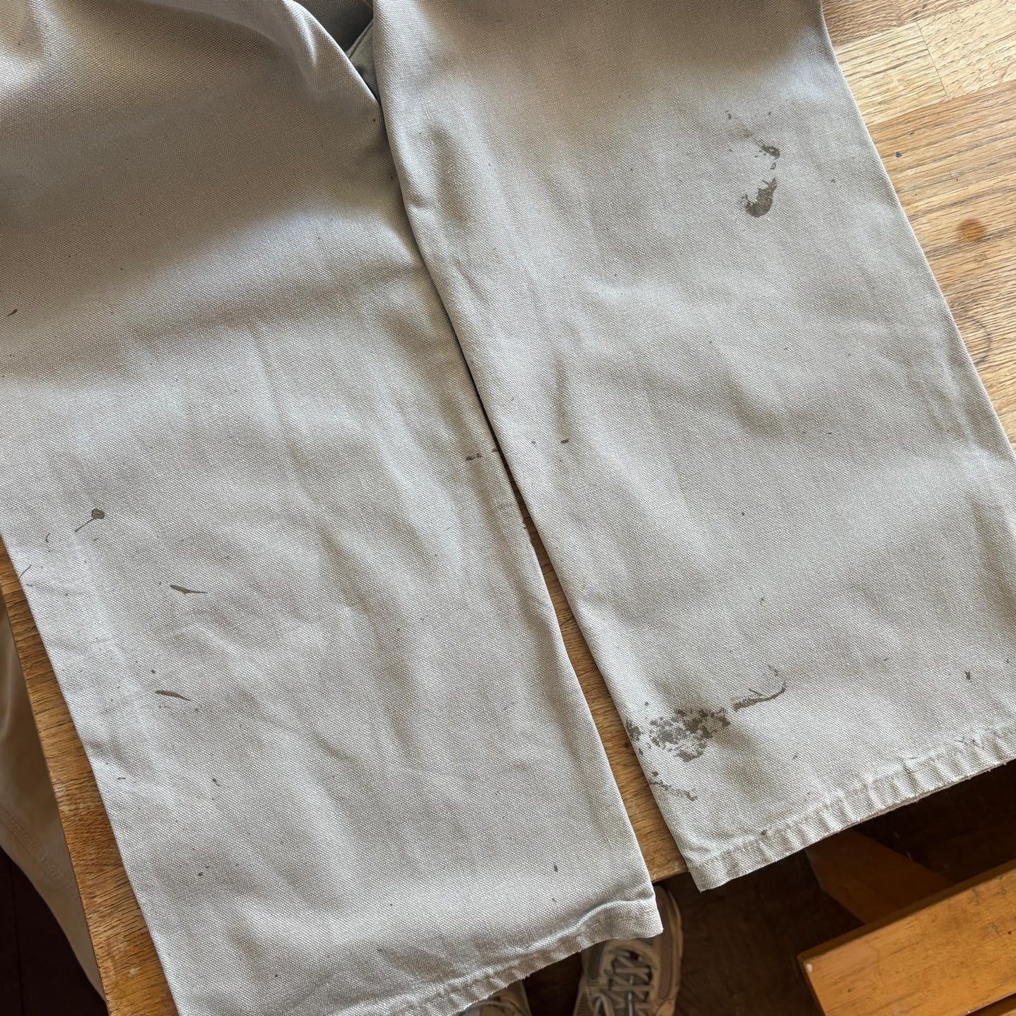 Vintage Carhartt Cream Light Brown Workwear Carpenter Baggy Trousers - 33R
