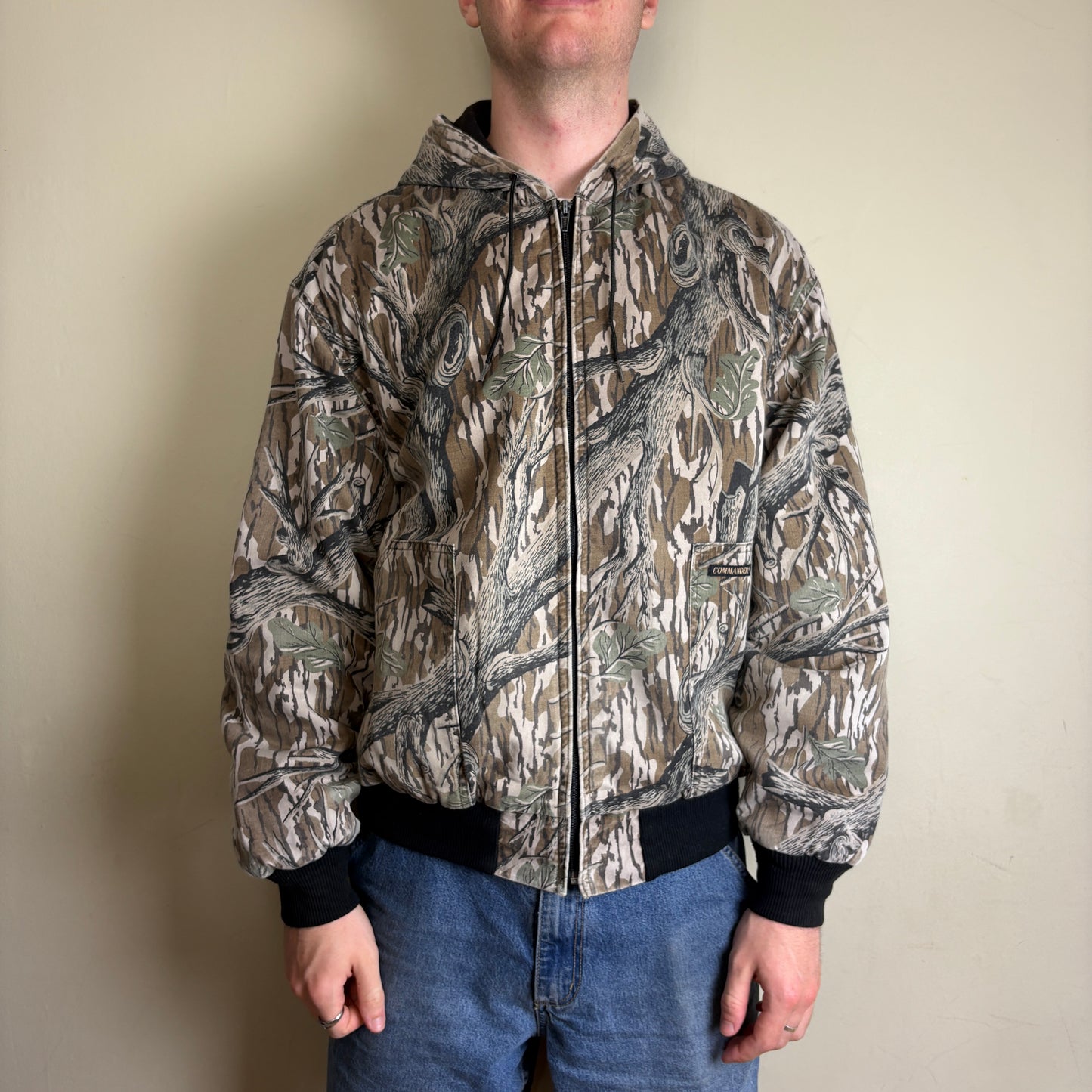 Vintage Camo Realtree Workwear Active Hunting Hooded Jacket - L