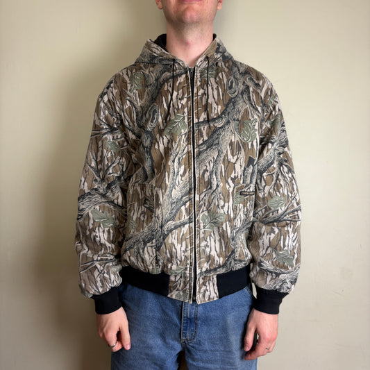 Vintage Camo Realtree Workwear Active Hunting Hooded Jacket - L