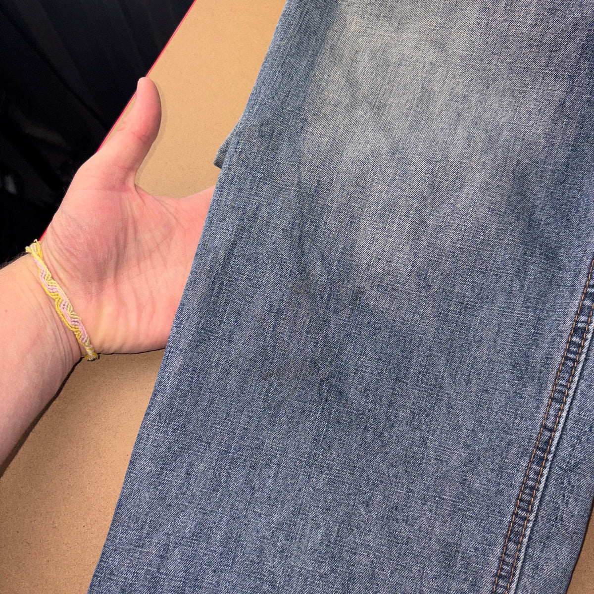 Blue Embroidered Double Knee Japanese Denim Hip Hop Y2K Baggy Jeans - 32R
