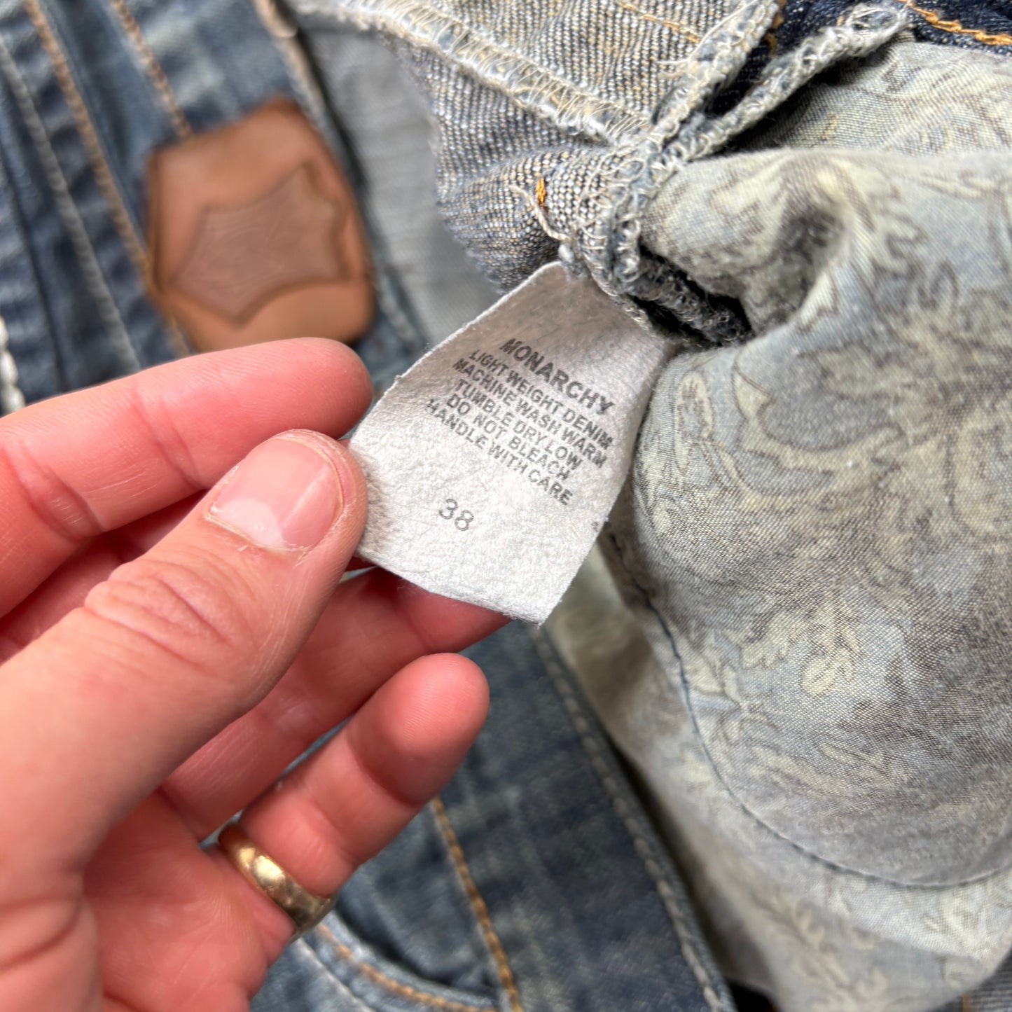 Vintage Monarchy Embroidered Hip Hop Blue Baggy Jeans - 40