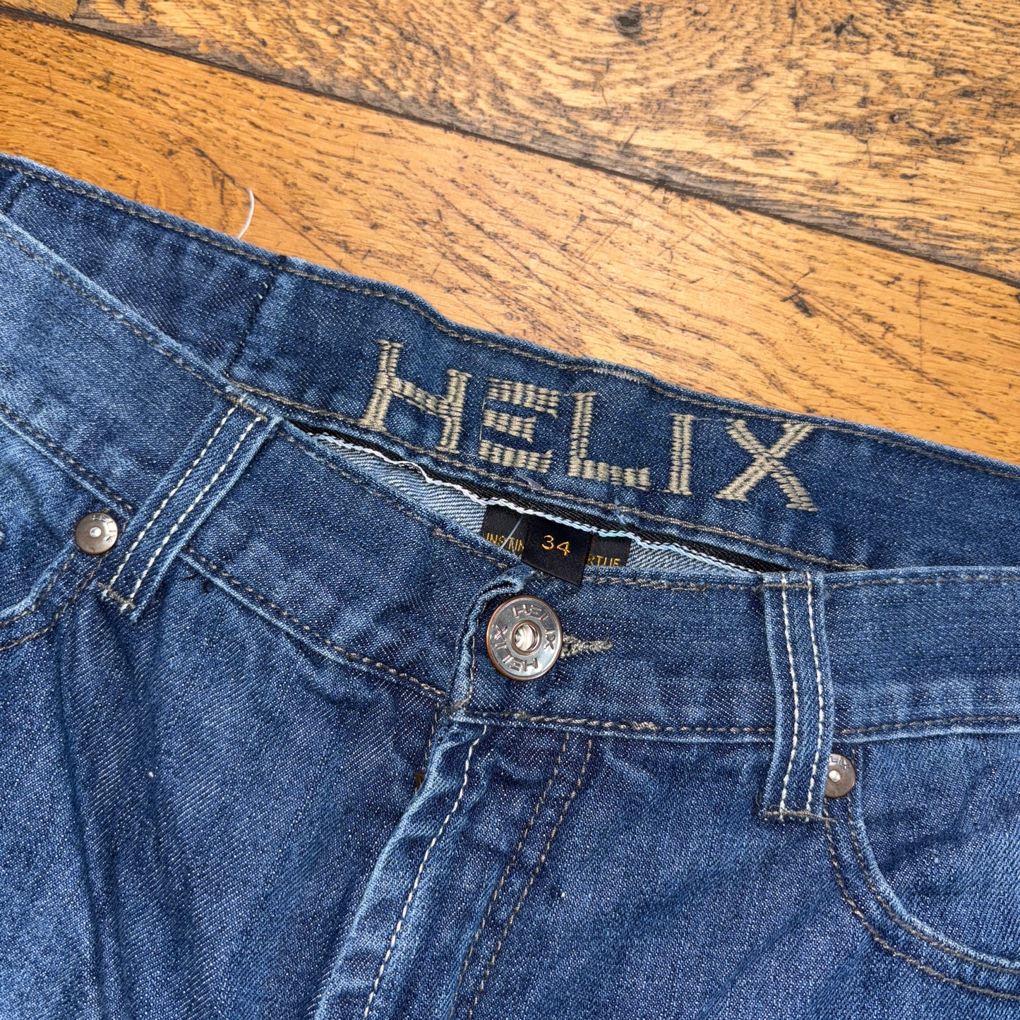 Vintage Helix Embroidered Y2K Hip Hop Blue Baggy Shorts Jorts - 36
