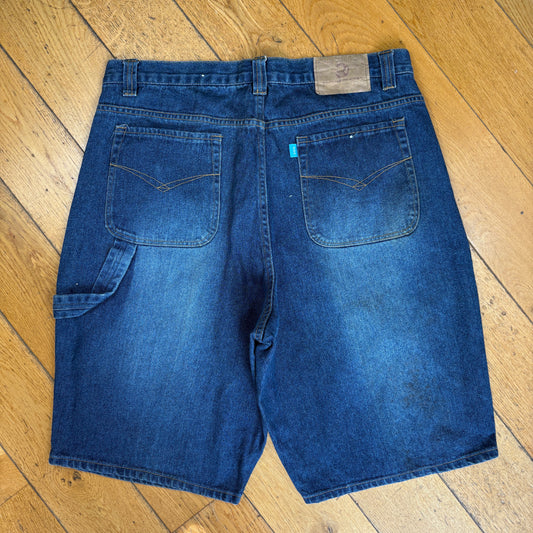 Vintage Embroidered Hip Hop Baggy Blue Shorts Jorts - 38
