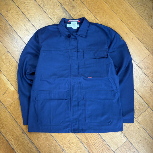 Vintage French Chore Workwear Jacket Blue Overcoat - L
