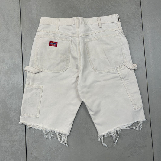 Vintage Dickies Workwear Carpenter Cream Shorts - 30