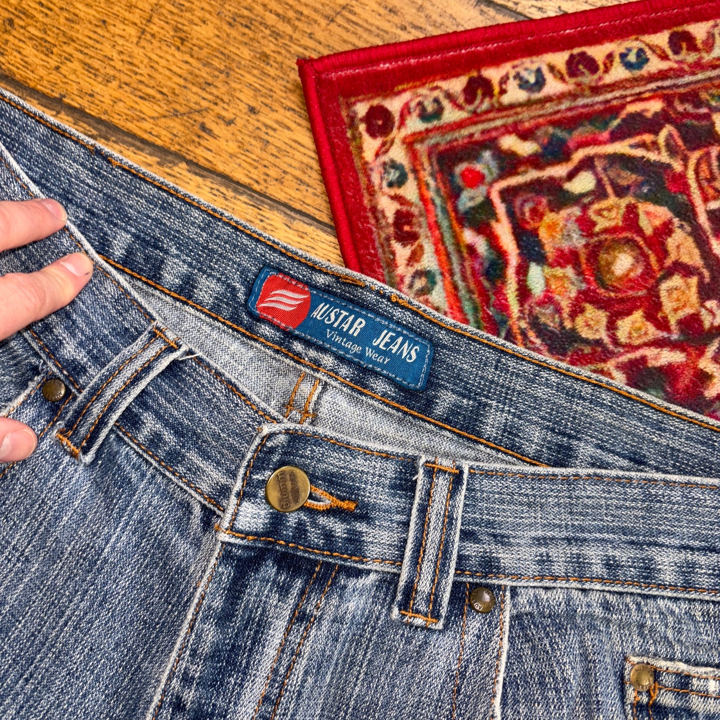 Vintage Embroidered Hip Hop Blue Baggy Shorts Jorts - 36
