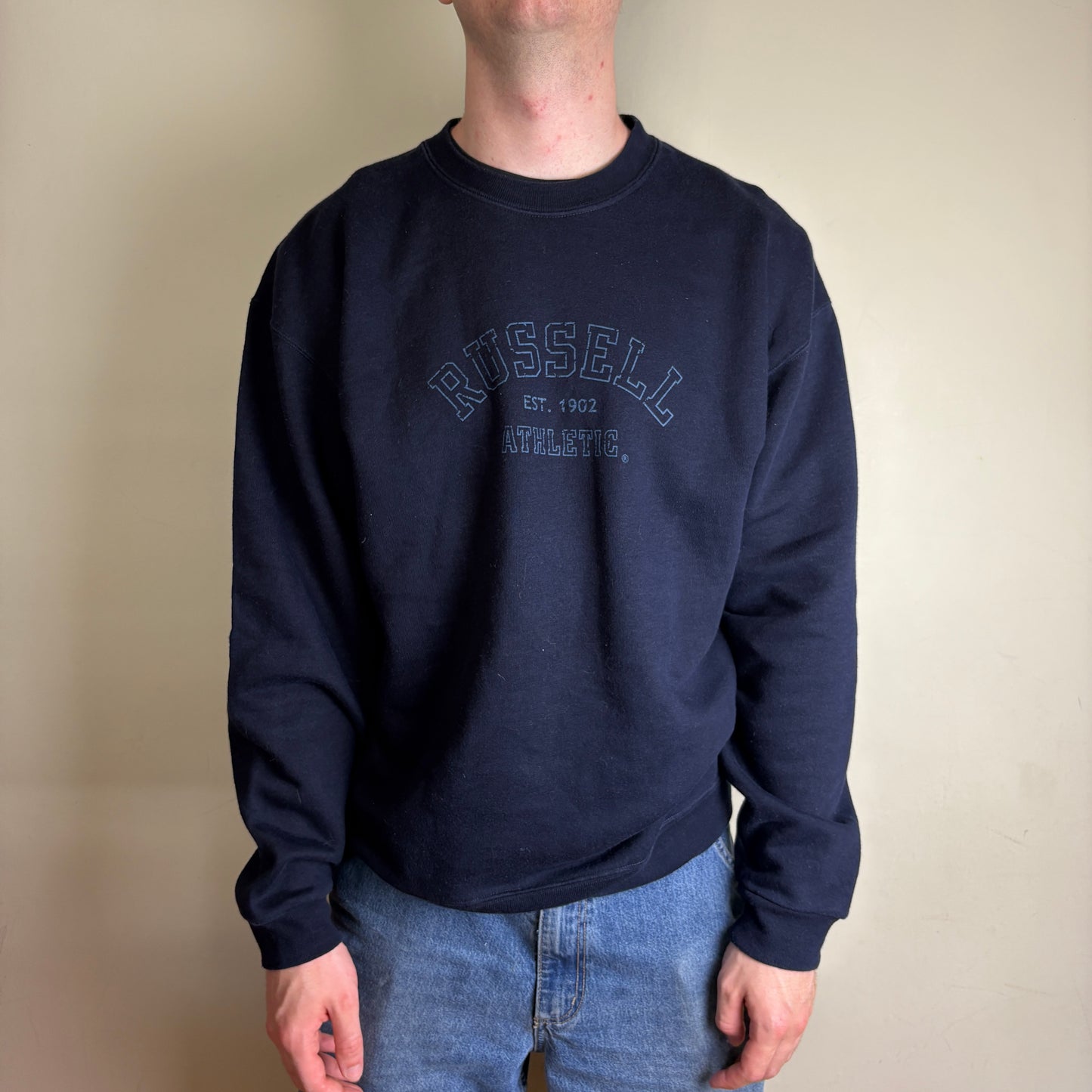 Vintage Russell Athletic Navy Boxy Sweatshirt - L