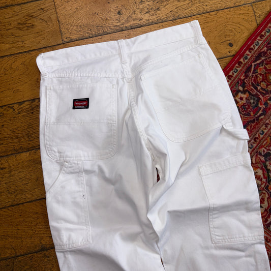 Vintage Wrangler White Carpenter Workwear Baggy Trousers - 33S