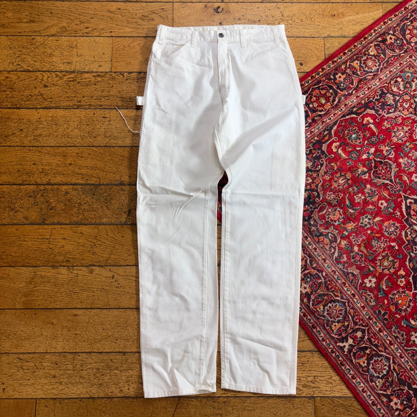Vintage Dickies Workwear Carpenter White Baggy Trousers - 32L