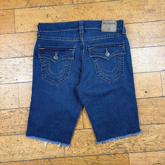 Vintage True Religion Embroidered Y2K Blue Shorts Jorts - 33