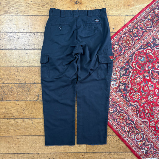 Vintage Dickies 874 Black Baggy Cargo Skate Trousers - 32