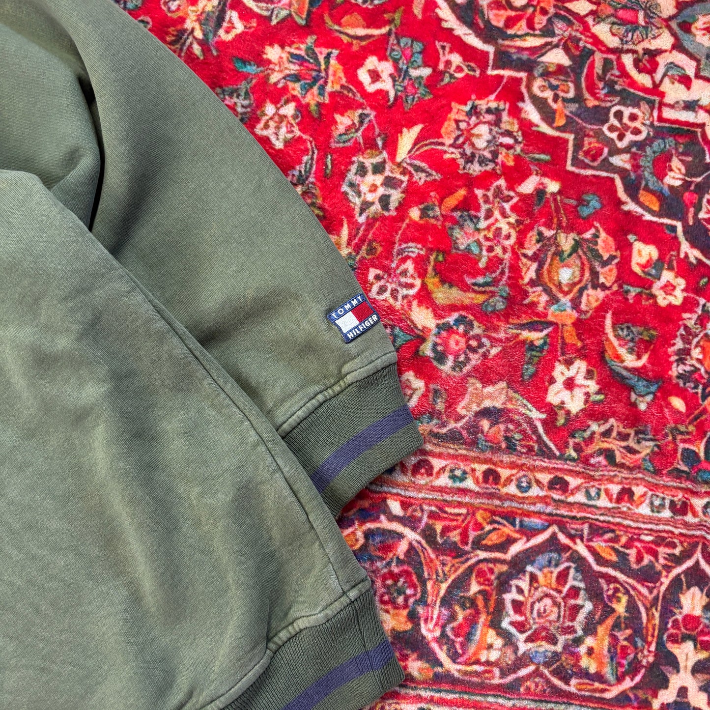 Vintage Tommy Hilfiger Green Boxy Embroidered Sweatshirt - XL