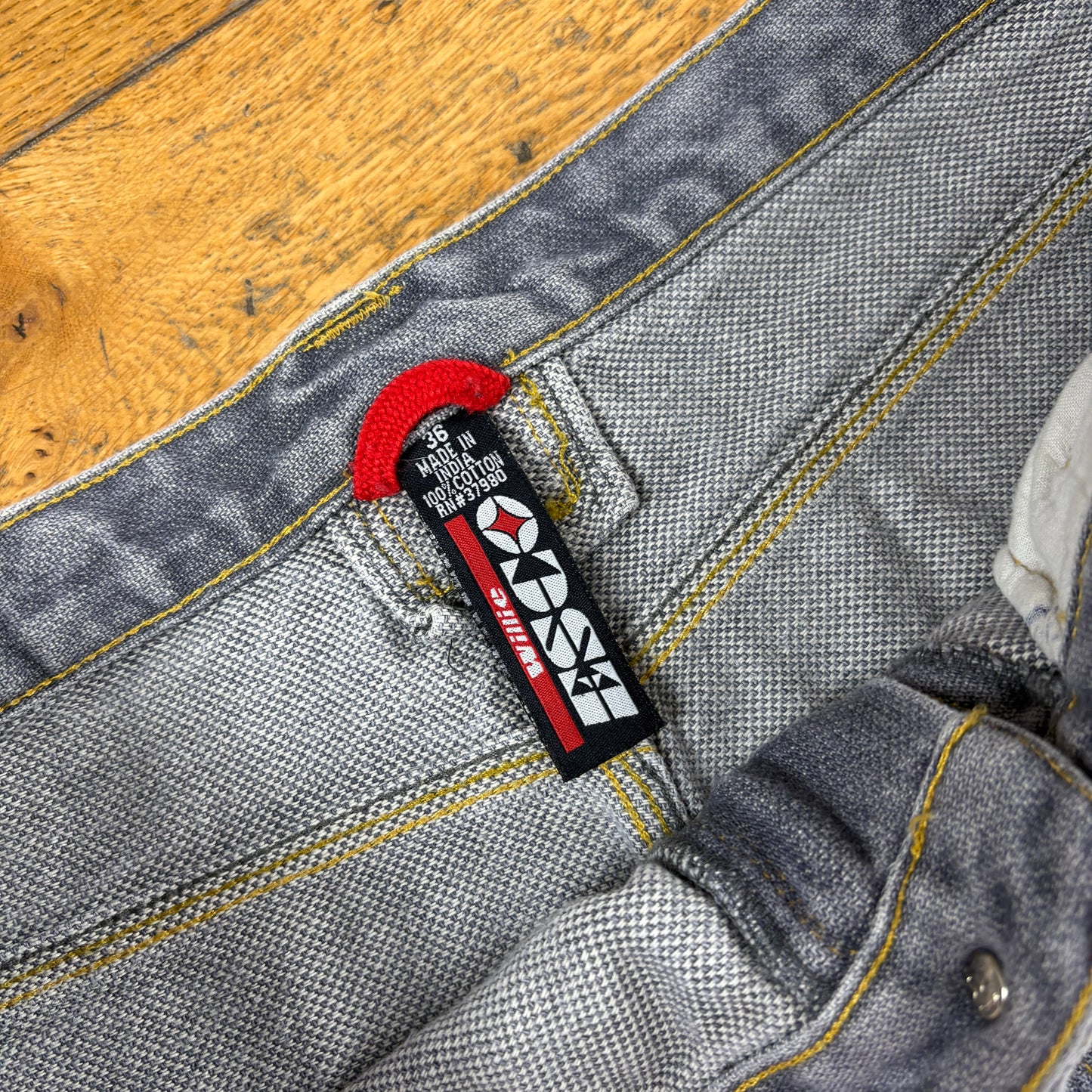 Vintage Willies Grey Carpenter Embroidered Y2K Hip Hop Baggy Jeans - 38