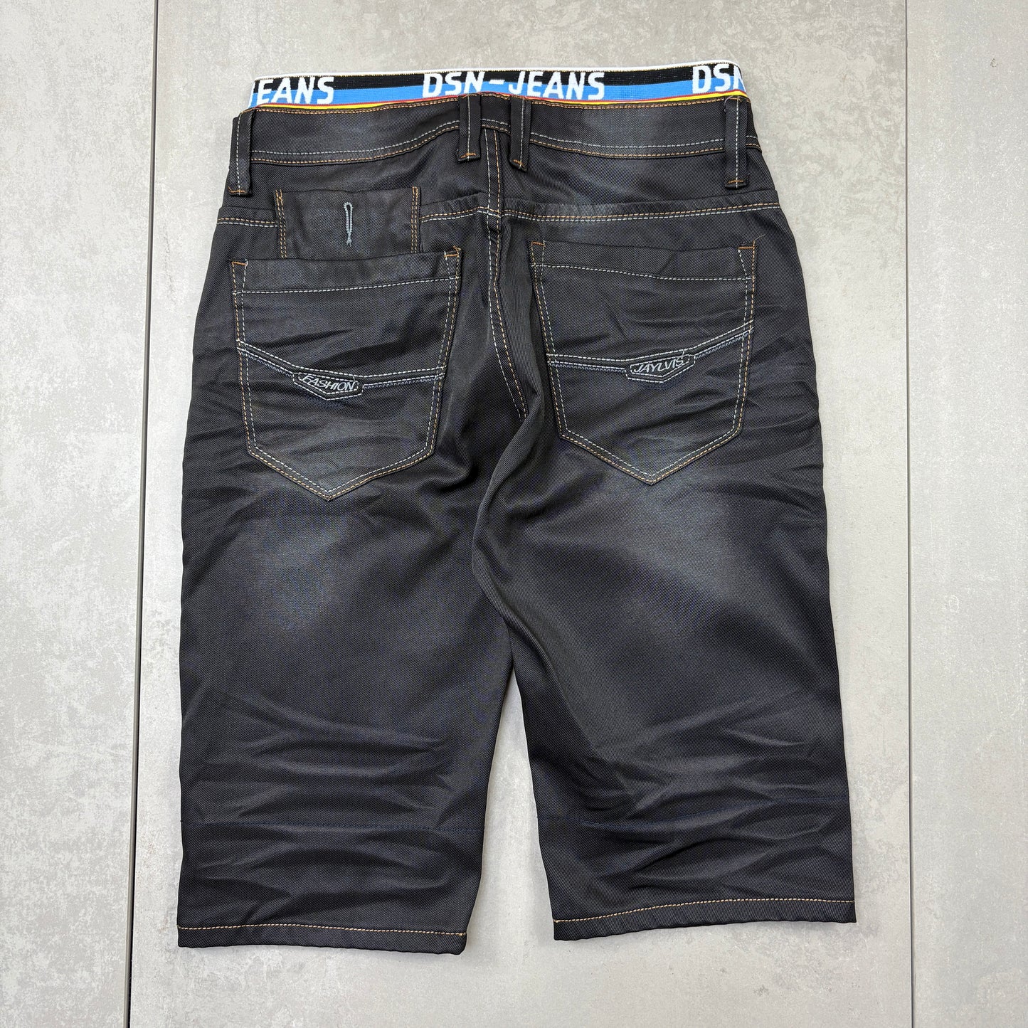 Vintage Embroidered Hip Hop Black Shorts Jorts - 33