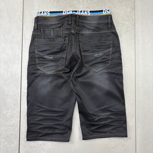 Vintage Embroidered Hip Hop Black Shorts Jorts - 33