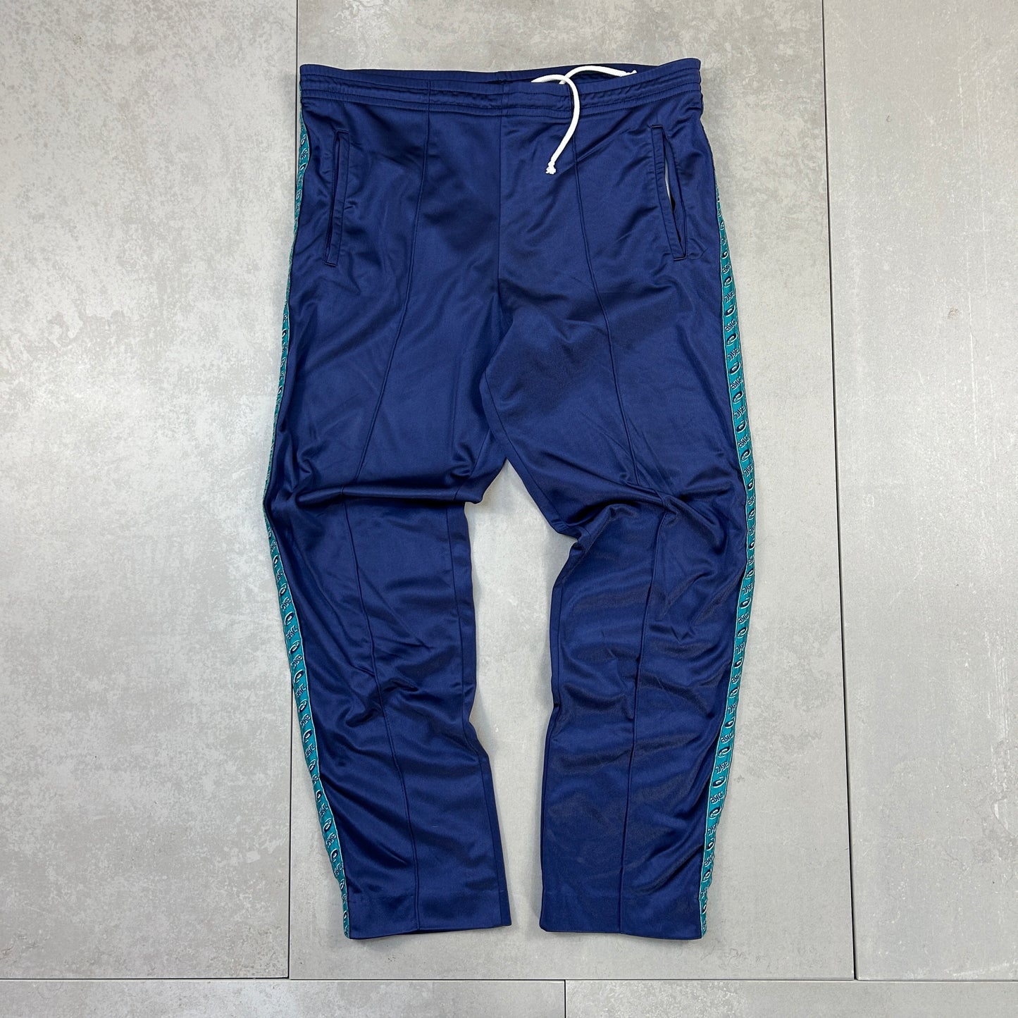Vintage 90s ASICs Navy Baggy Tracksuit Track Pants Bottoms - 36