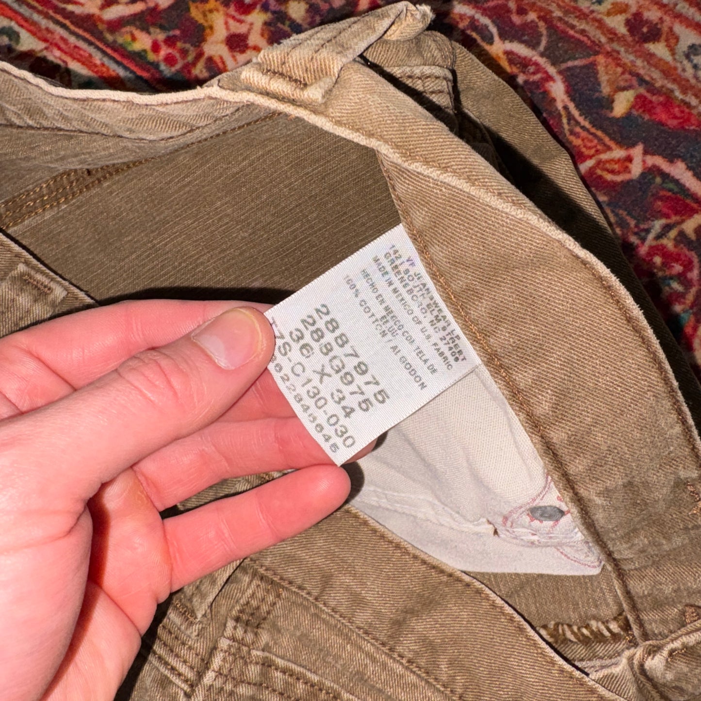Vintage Lee Brown Cream Carpenter Workwear Baggy Trousers - 36L