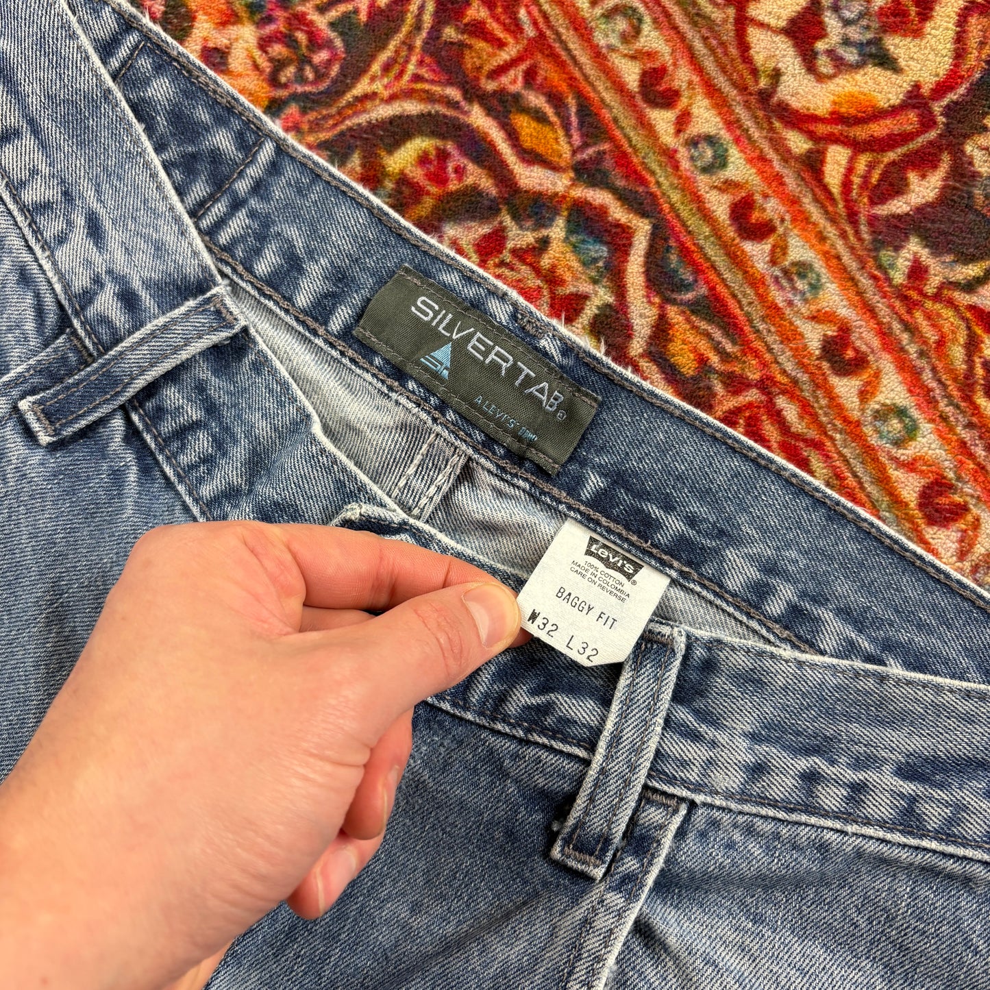 Vintage Levis Silver Tab Blue Y2K Hip Hop Baggy Jeans - 32