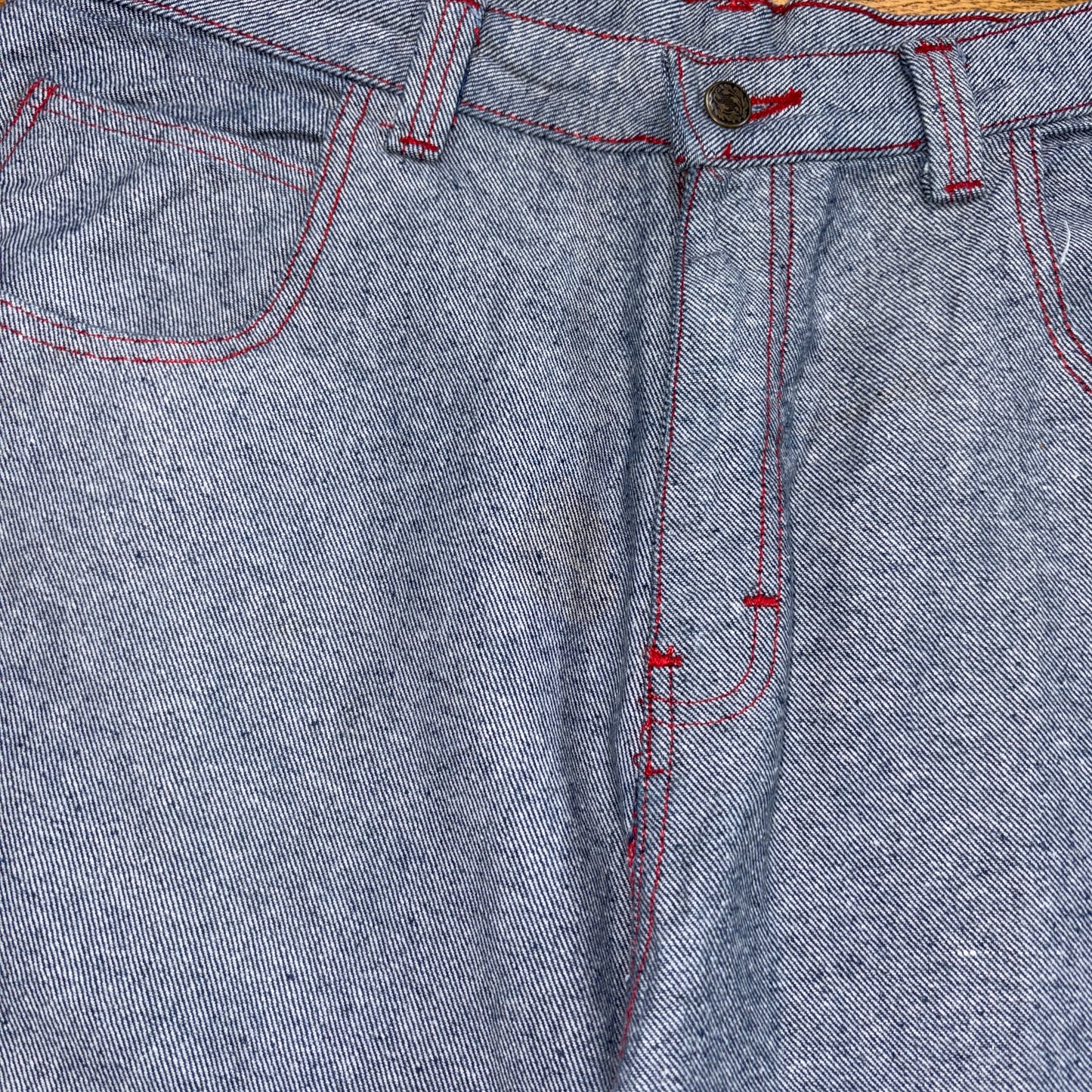 Vintage Blue Grey Embroidered Y2K Hip Hop Baggy Jeans Shorts Jorts - 36