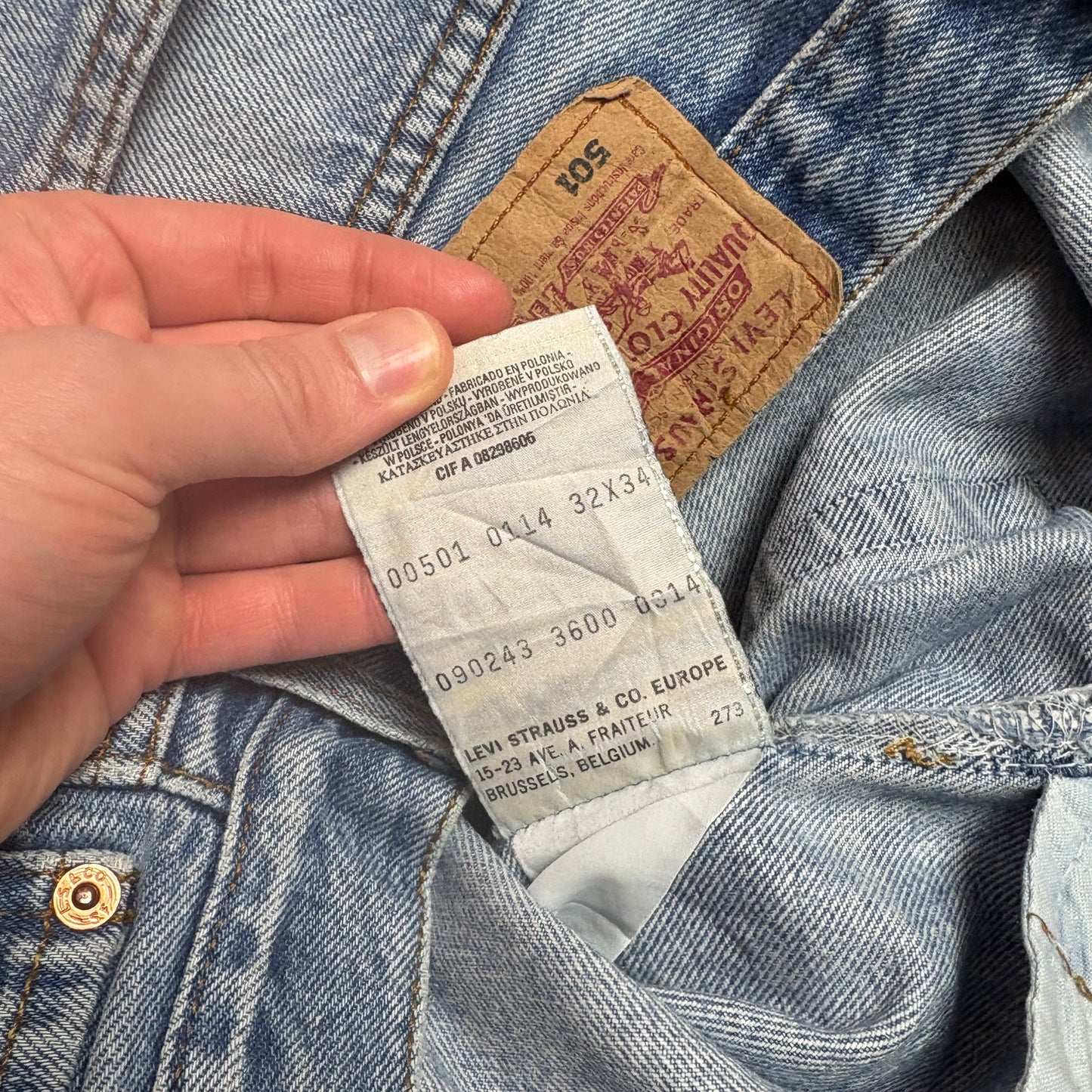 Vintage Levis 501 Straight Blue Denim Jeans - 32L