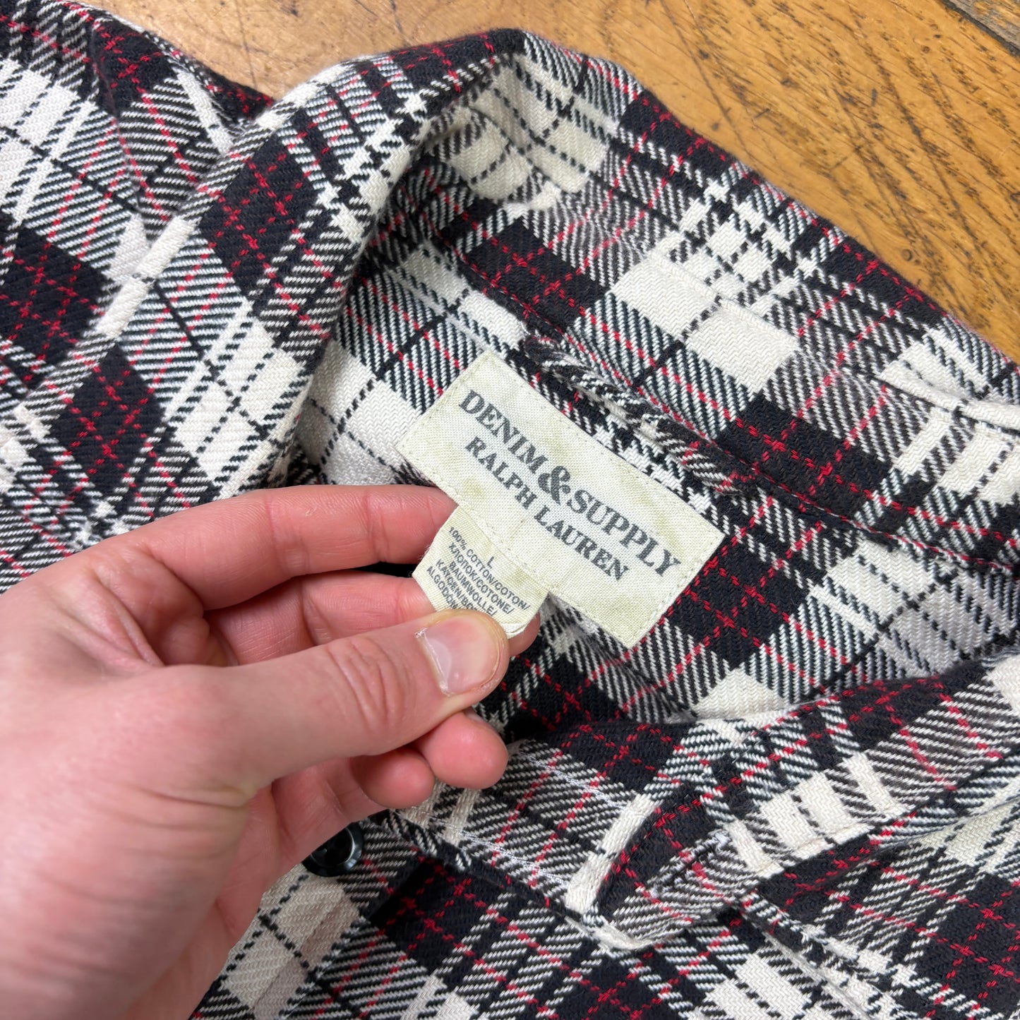 Vintage Ralph Lauren Heavy Flannel Navy White Shirt - L