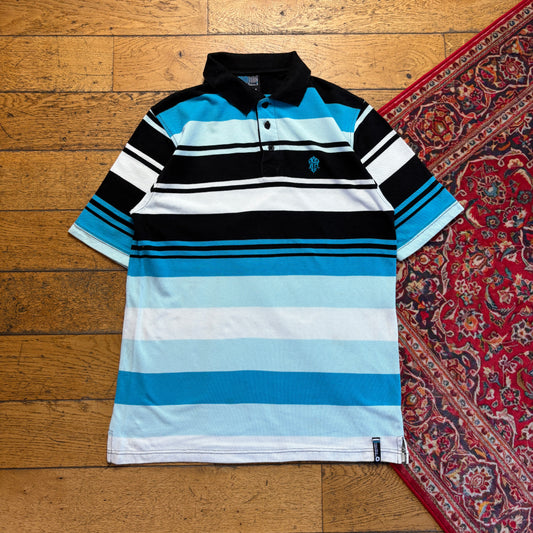 Vintage Southpole Blue Stripe Hip Hop Polo Shirt - S
