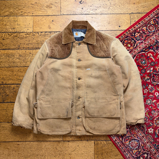 Vintage Carhartt Hunting Brown Suede Workwear Jacket - L