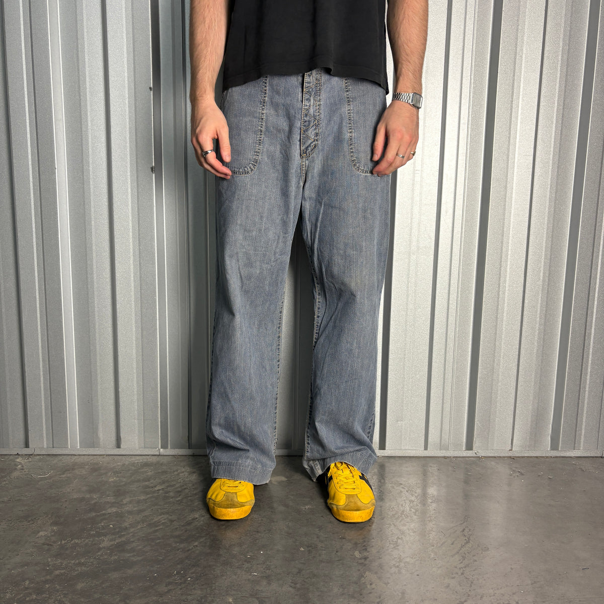 Cowest Blue Graffiti Japanese Denim Hip Hop Y2K Baggy Jeans - 34S