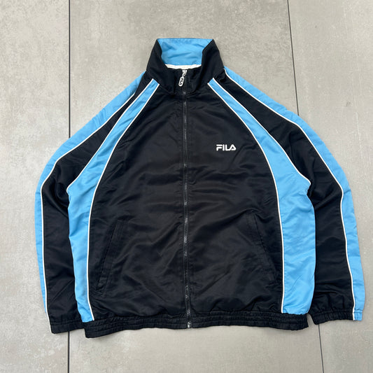 Vintage Fila Black Tracksuit Track Shell Windbreaker Jacket - M
