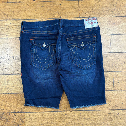 Vintage True Religion Blue Embroidered Y2K Shorts Jorts - 40