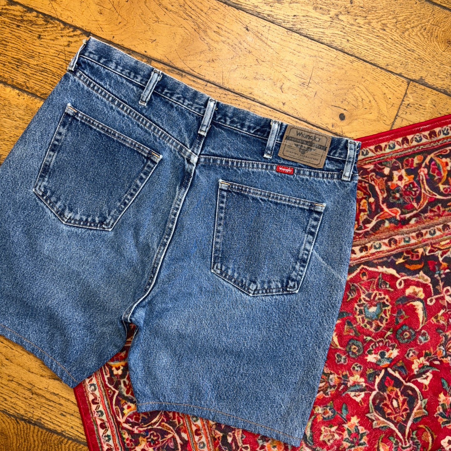 Vintage Wrangler Blue Denim Carpenter Baggy Shorts - 38