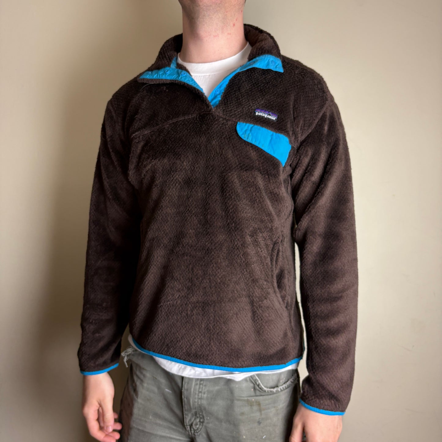 Vintage Patagonia Brown Womens Fleece Synchilla Button Jumper - L