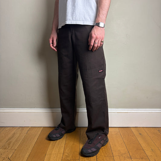 Vintage Dickies Brown Double Knee 874 Workwear Skate Chino Trousers - 32S