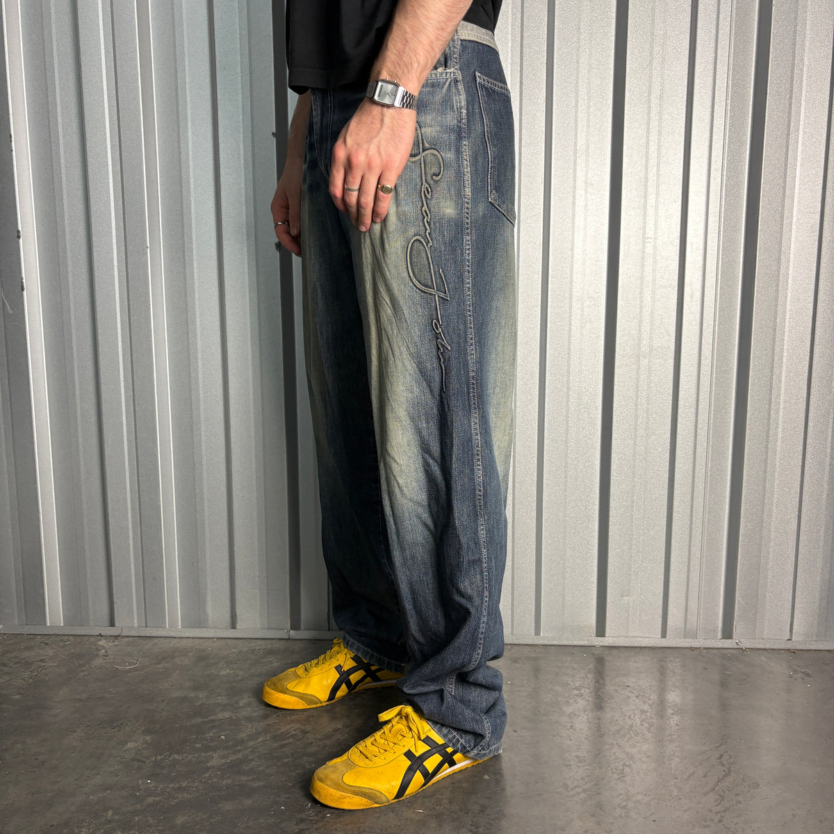Sean John Blue Embroidered Japanese Denim Hip Hop Y2K Baggy Jeans - 32L