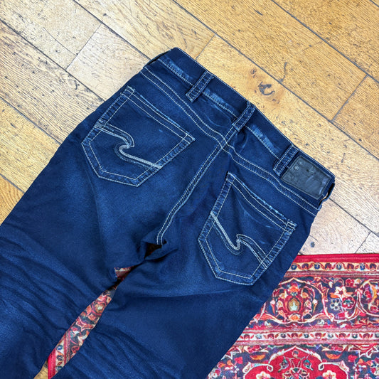 Vintage Blue Embroidered Y2K Hip Hop Baggy Jeans - 40