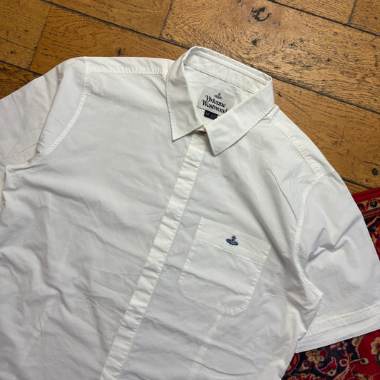 Vintage Vivienne Westwood White Embroidered Short Sleeve Shirt - M
