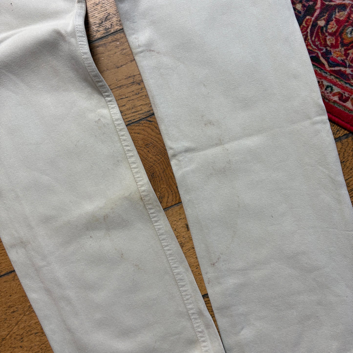 Vintage Levis 501 Straight Cream Denim Jeans - 32L