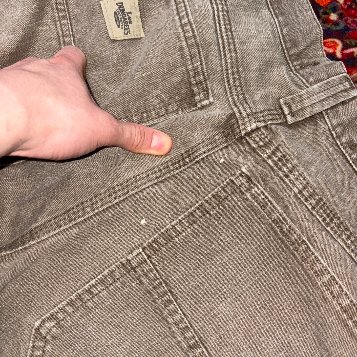 Vintage Lee Grey Brown Carpenter Workwear Baggy Trousers - 36R