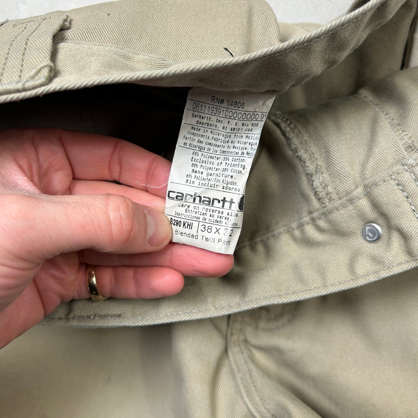 Vintage Carhartt Cream Workwear Carpenter Baggy Trousers - 38