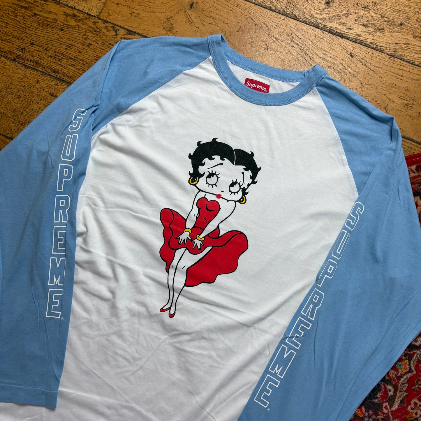 Vintage Supreme Betty Boop Long Sleeve White Blue Graphic T-Shirt - L